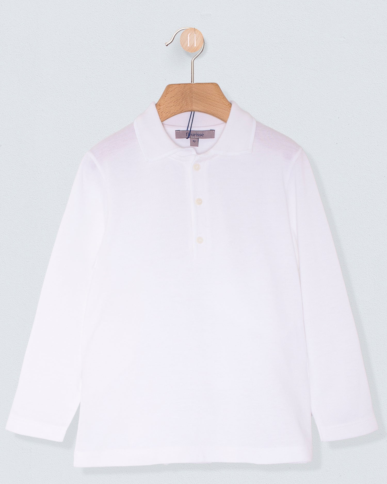 Polo Shirt Long Sleeve Italian White Piquet